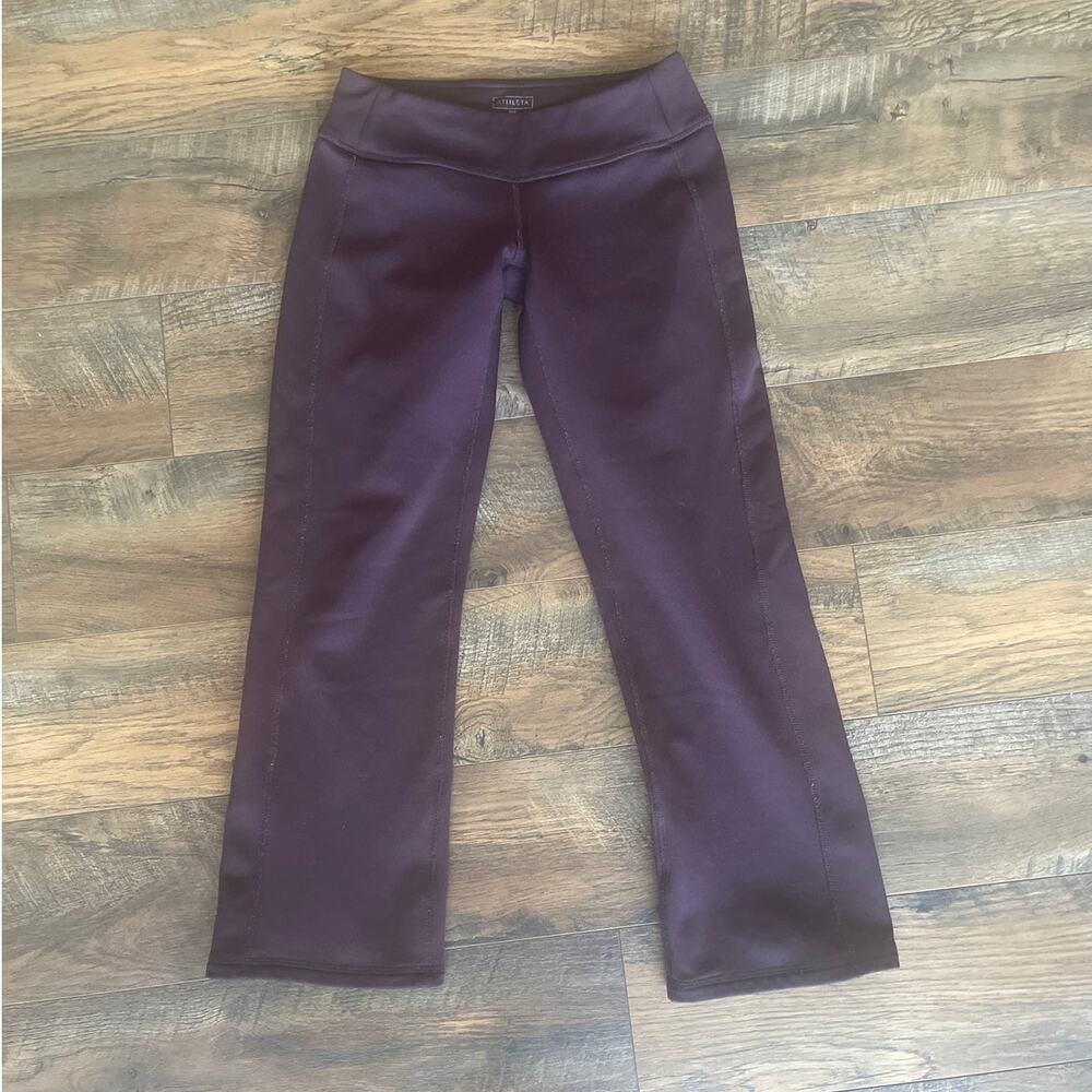 Women's ATHLETA Burgundy Thick Fabric Wide Leg Athletic Pants (XSP)
